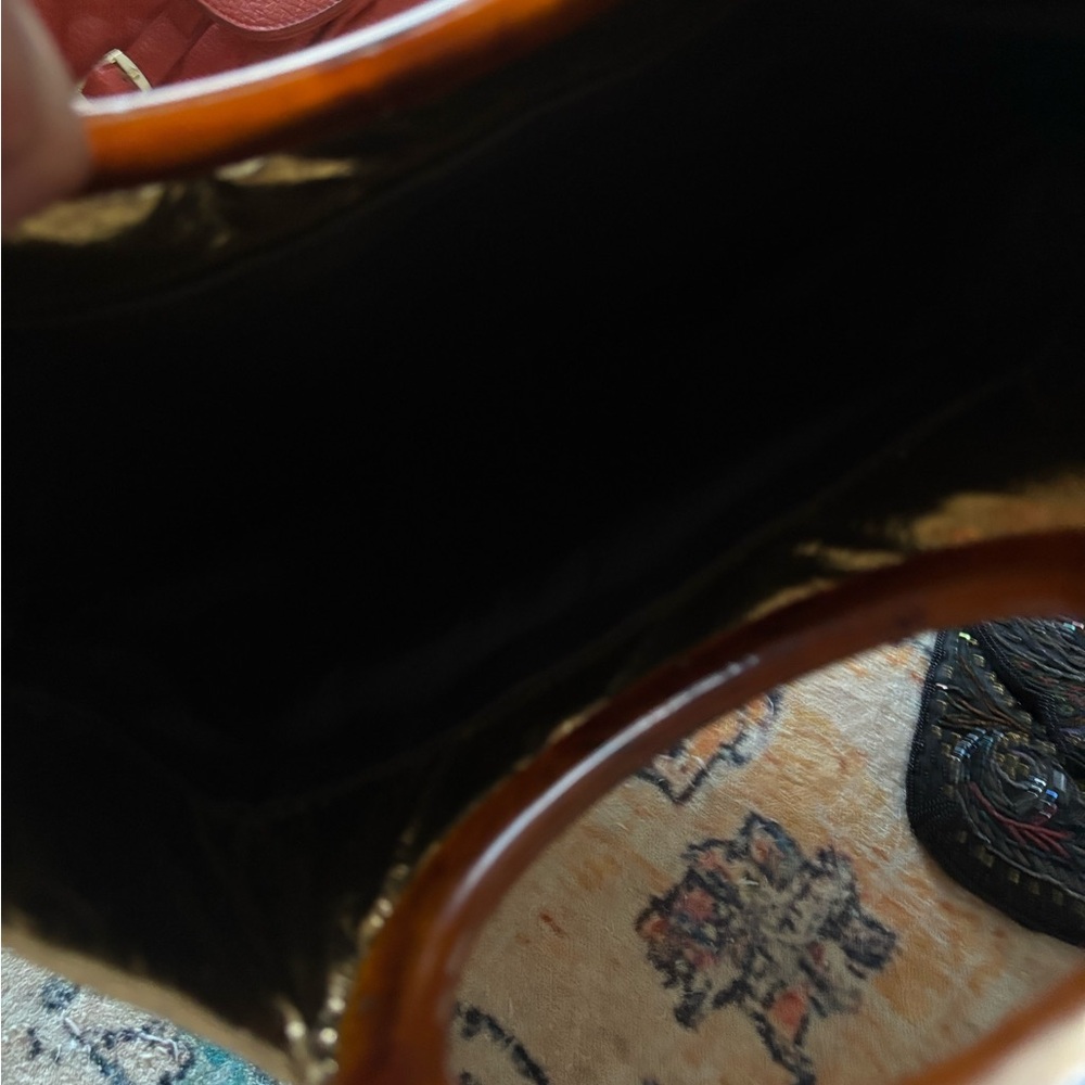 Vintage Lucite handles Chic Gold Clutch with Tortoise Shell  lucite Detail - Picture 5 of 5